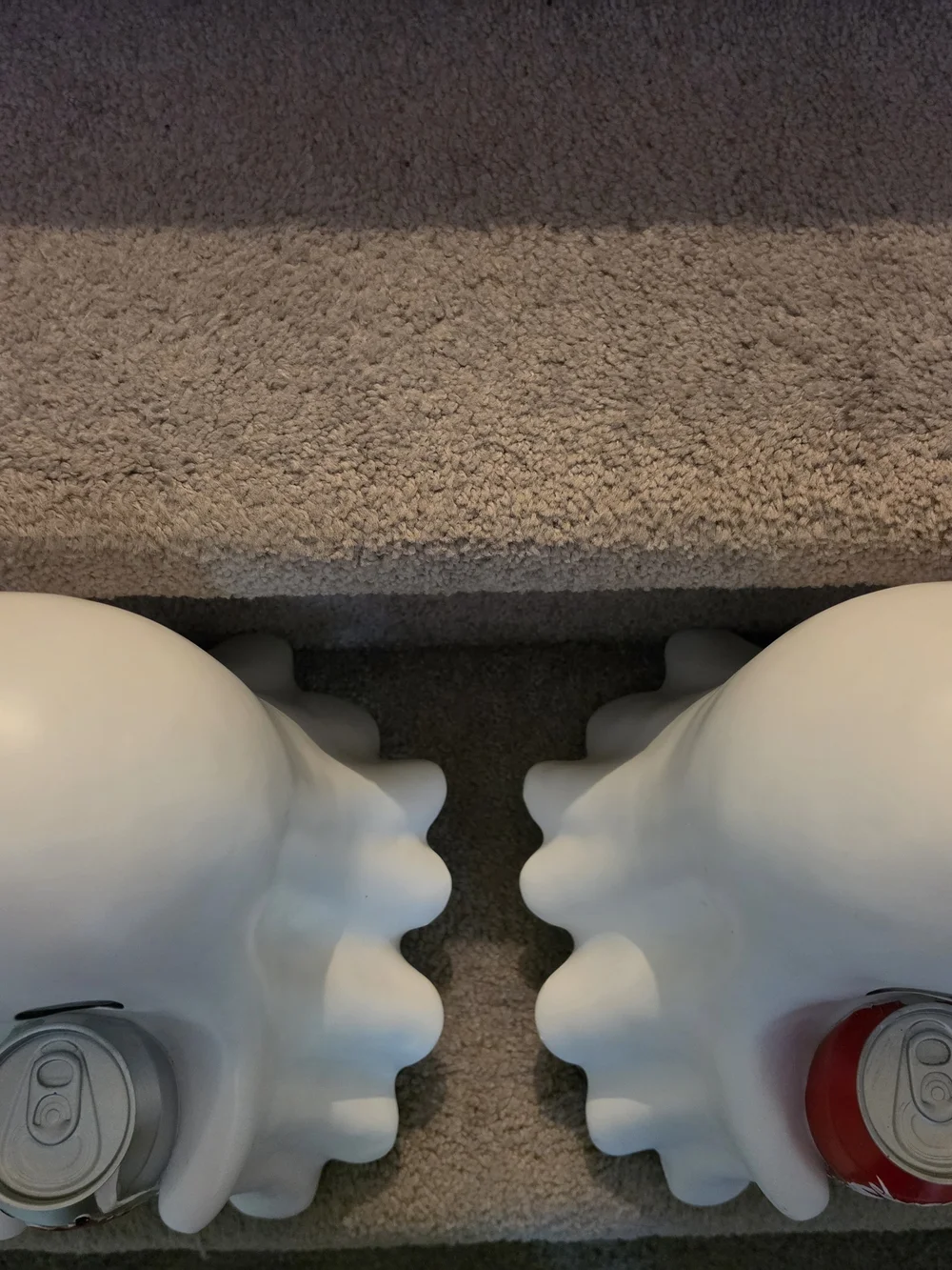 Coca-Cola White Ghost Can Holders with Red and Silver Cans